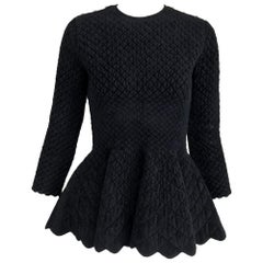 Alexander McQueen Black Diamond Pattern Peplum Top 