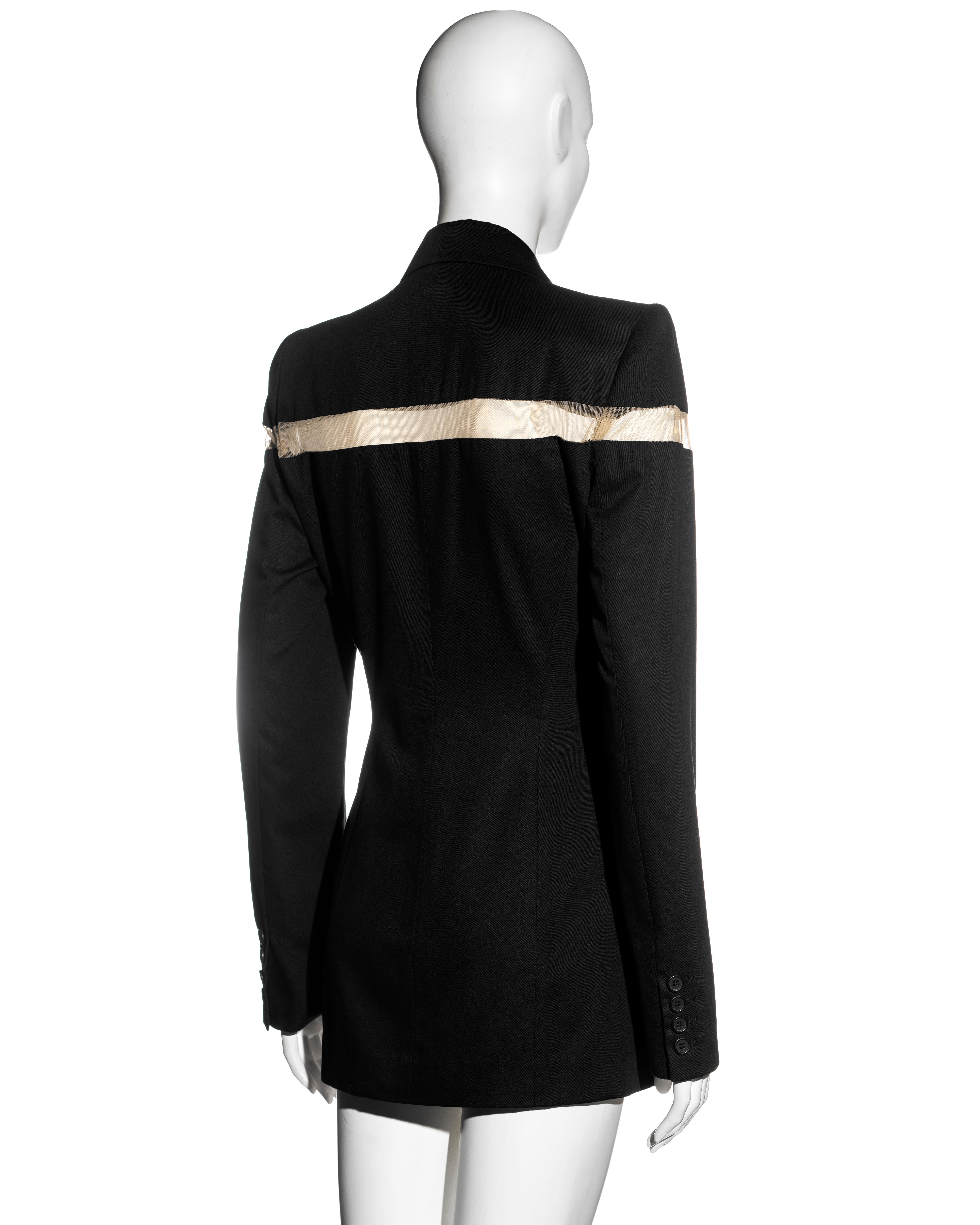 Alexander McQueen black double-breasted blazer mini dress with cut-out, ss 1998 For Sale 3
