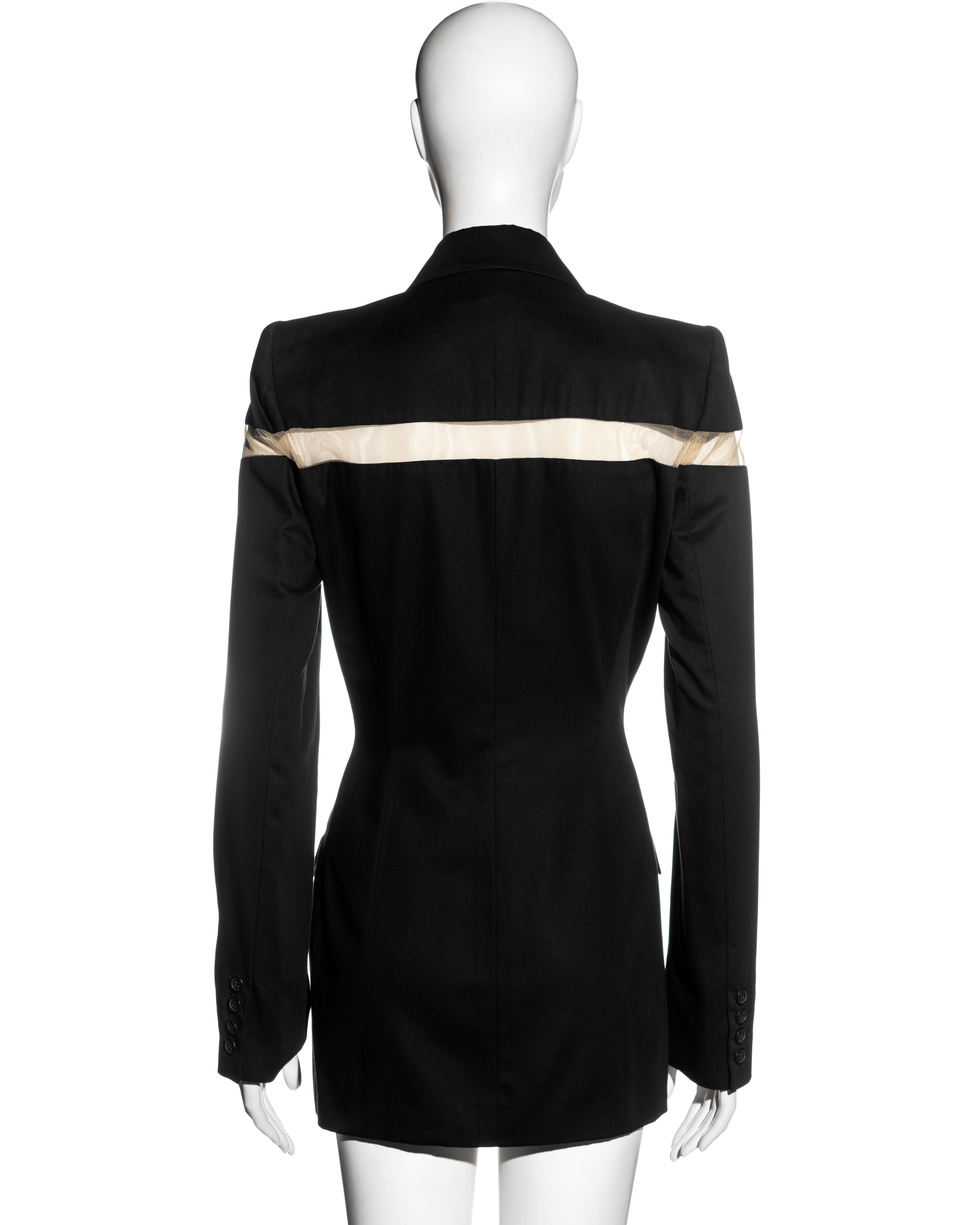 Alexander McQueen black double-breasted blazer mini dress with cut-out, ss 1998 For Sale 4