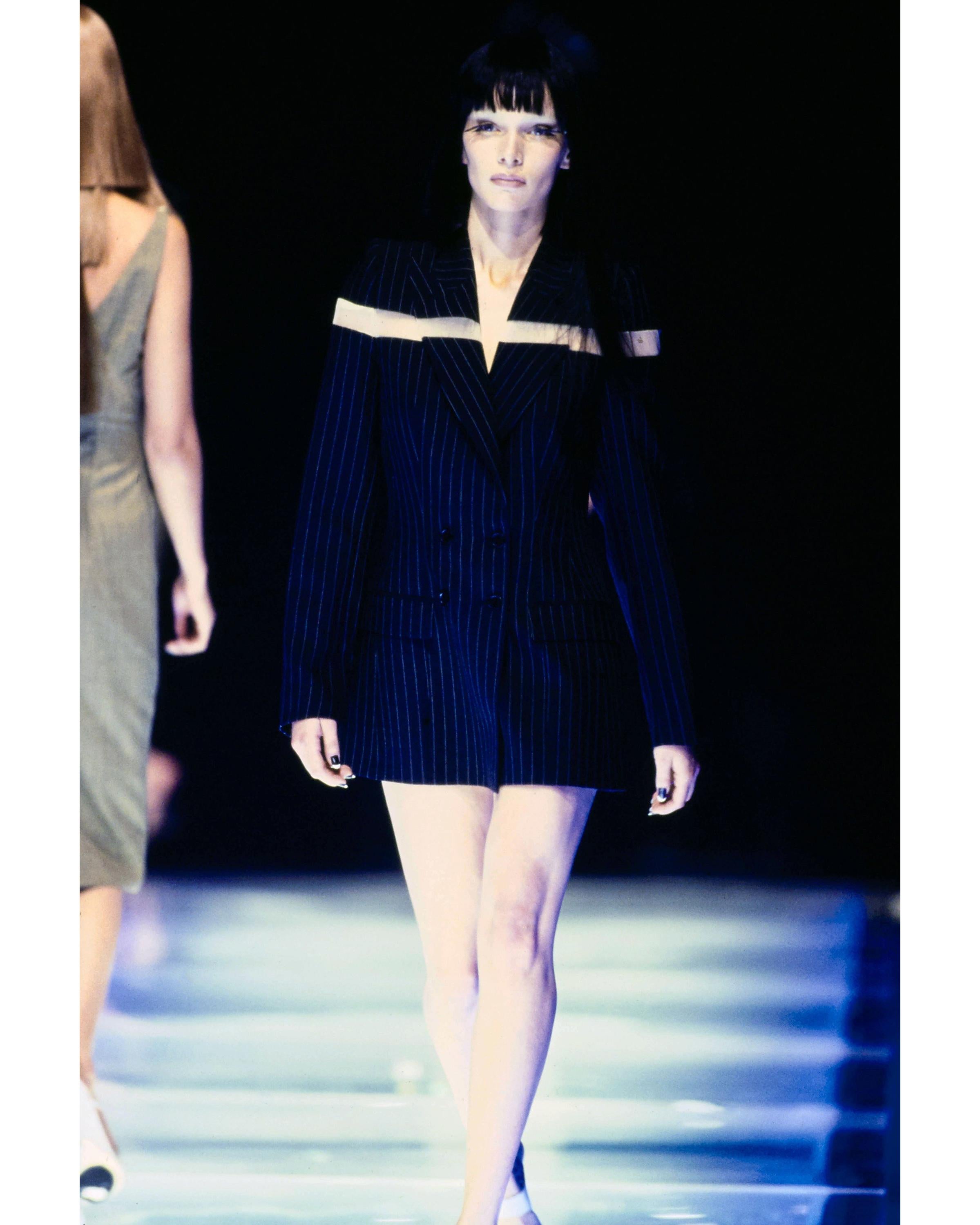 Black Alexander McQueen black double-breasted blazer mini dress with cut-out, ss 1998 For Sale