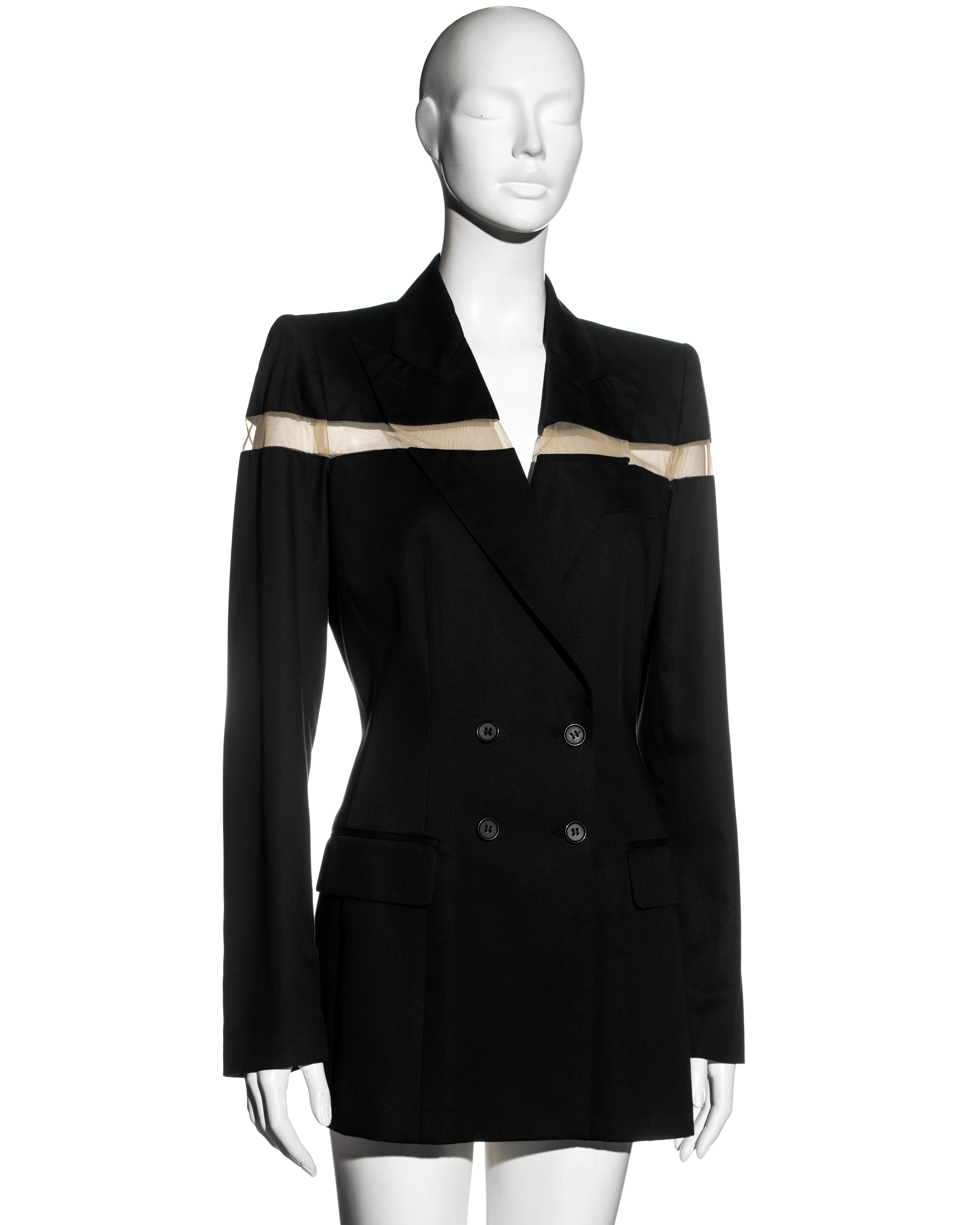 Alexander McQueen black double-breasted blazer mini dress with cut-out, ss 1998 In New Condition For Sale In London, GB