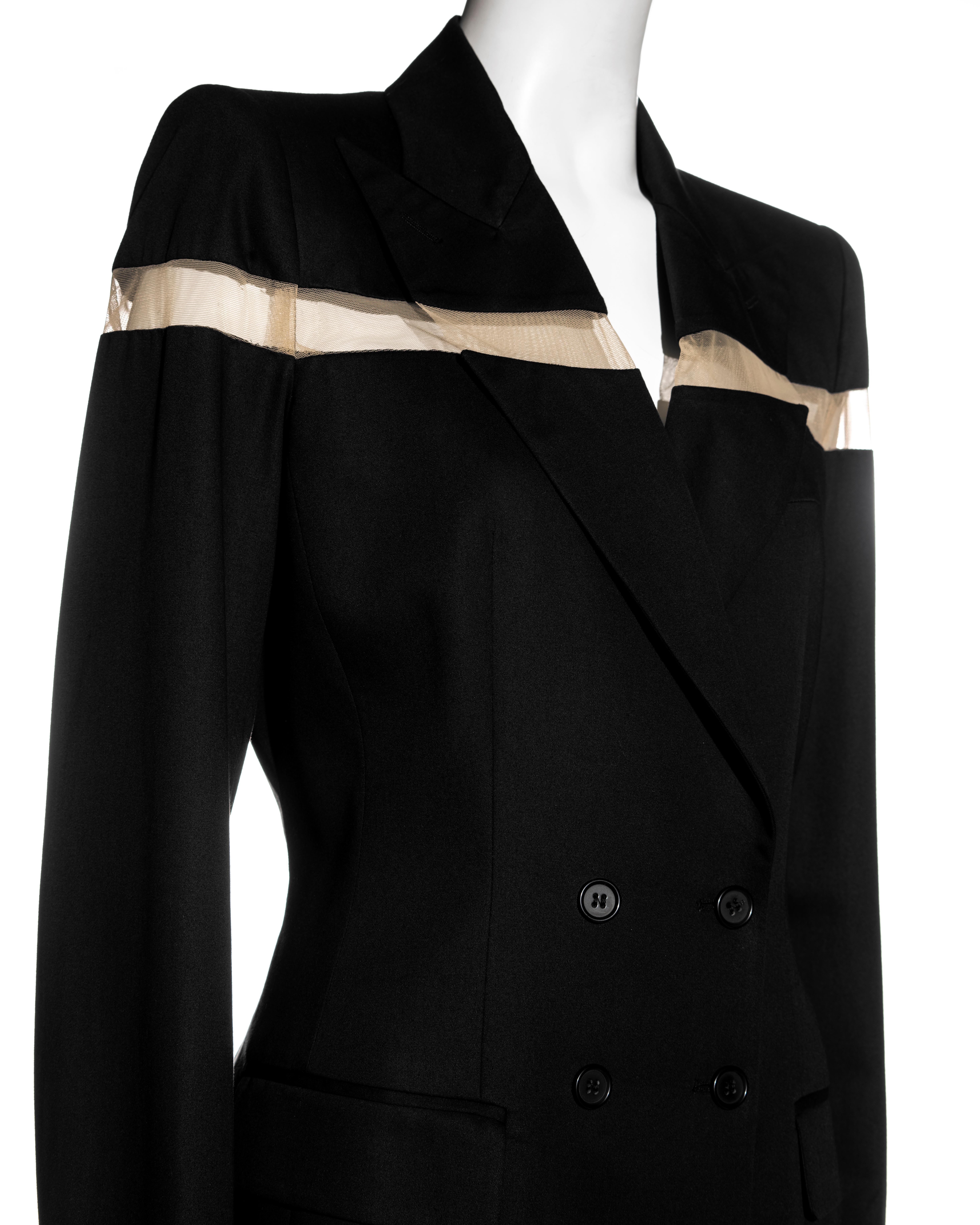 Women's Alexander McQueen black double-breasted blazer mini dress with cut-out, ss 1998 For Sale