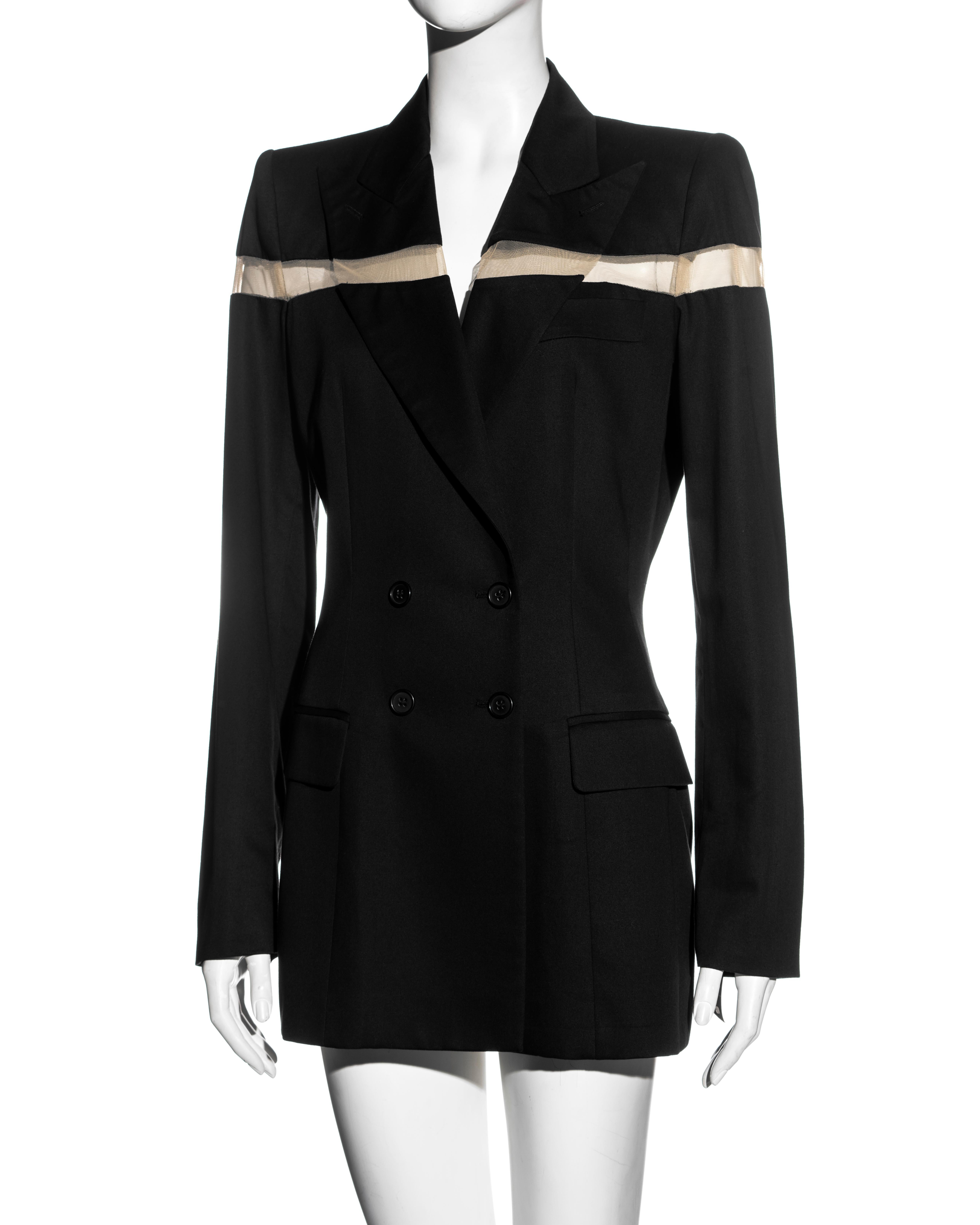 Alexander McQueen black double-breasted blazer mini dress with cut-out, ss 1998 For Sale 2