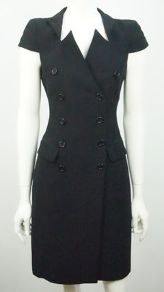 Alexander McQueen Black Double Breasted Cap Sleeve Dress - 38