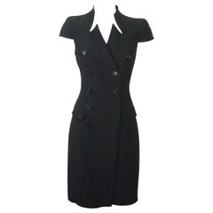 Alexander McQueen Black Double Breasted Cap Sleeve Dress - 38