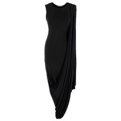 Alexander McQueen Black Draped Asymmetric Dress IT 40