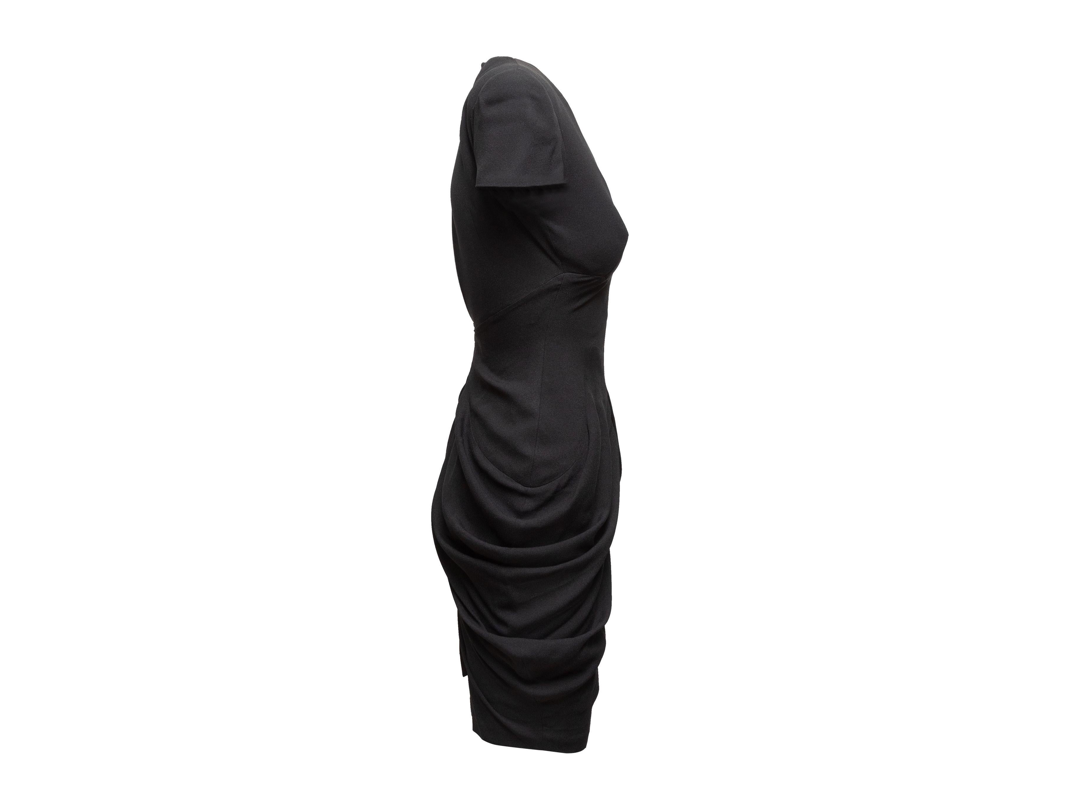 Alexander McQueen Black Draped Short Sleeve Dress 2