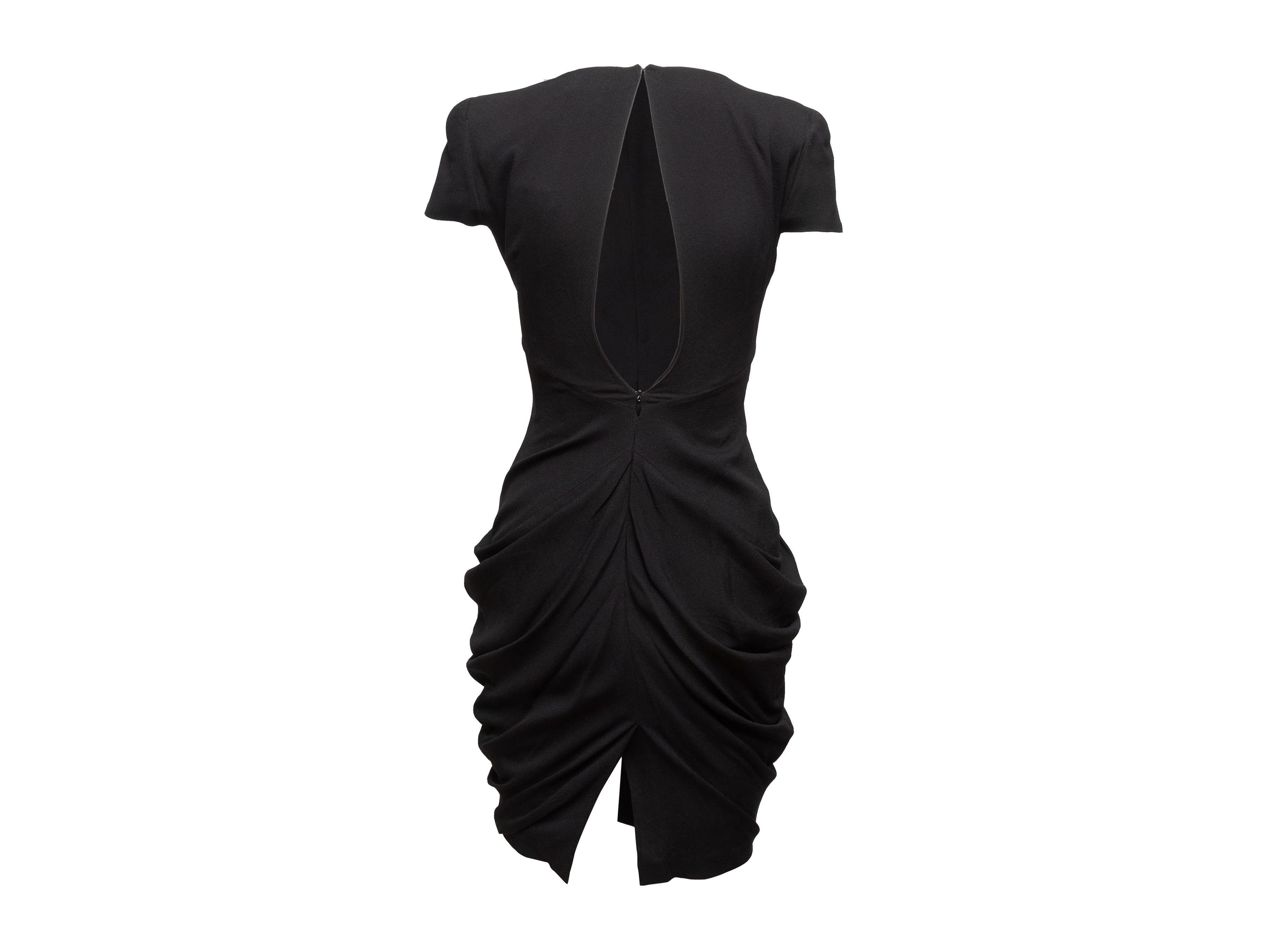Alexander McQueen Black Draped Short Sleeve Dress 3