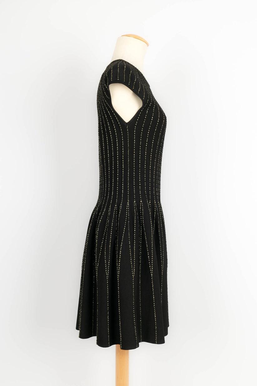 Women's Alexander Mcqueen Black Dress with Gold Lurex Threads