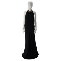 Alexander Mcqueen Black Dress With Integrated Decorated Necklace