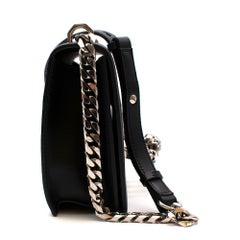 Alexander McQueen Black Embroidered Knuckle Duster Flap Bag