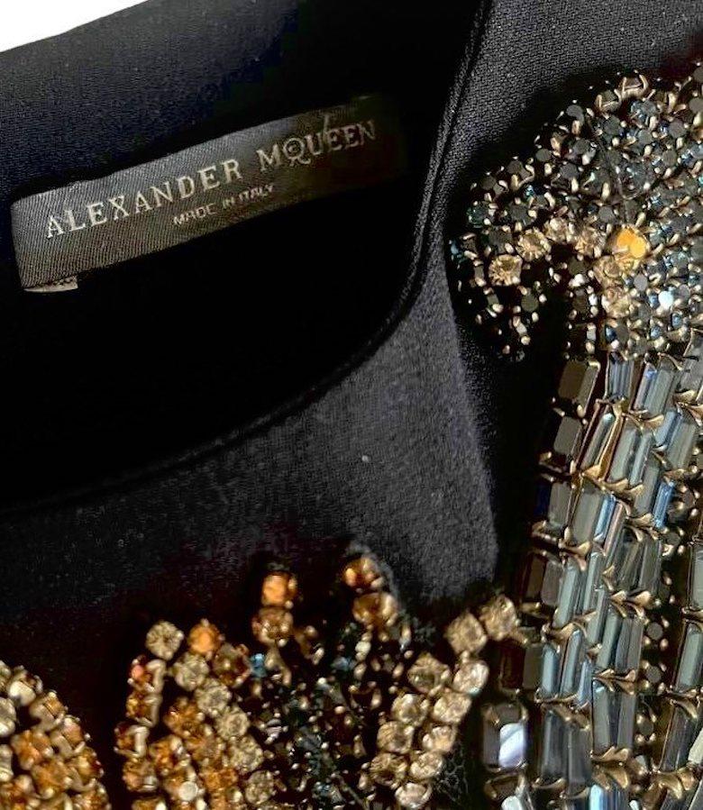 Alexander McQueen Black Evening dress with floral crystal embroidery In Excellent Condition In Montgomery, TX