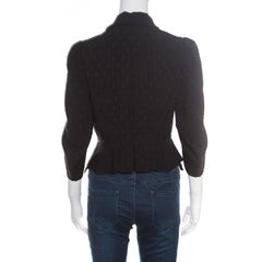 Alexander McQueen Black Faux Layered Drape Detail Cropped Blazer S