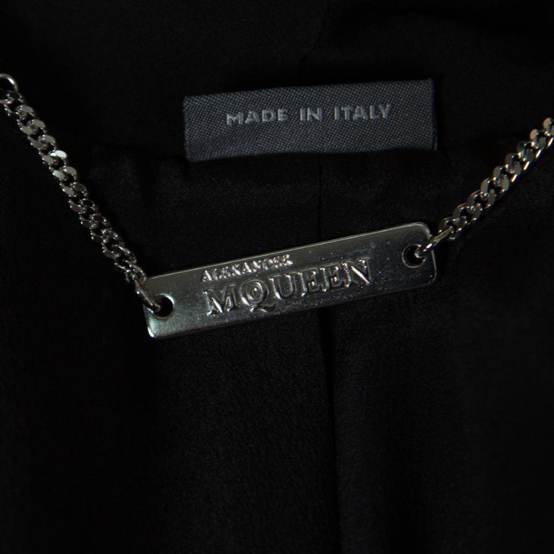 Alexander McQueen Black Faux Layered Drape Detail Cropped Blazer S 2