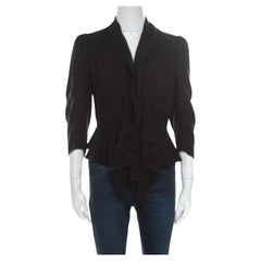Alexander McQueen Black Faux Layered Drape Detail Cropped Blazer S