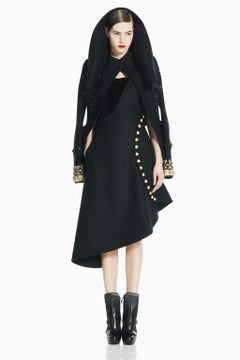 ALEXANDER MCQUEEN BLACK FELT MILITARY BUSTIER DRESS Size 42