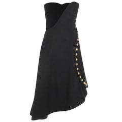 ALEXANDER MCQUEEN BLACK FELT MILITARY BUSTIER DRESS Size 42