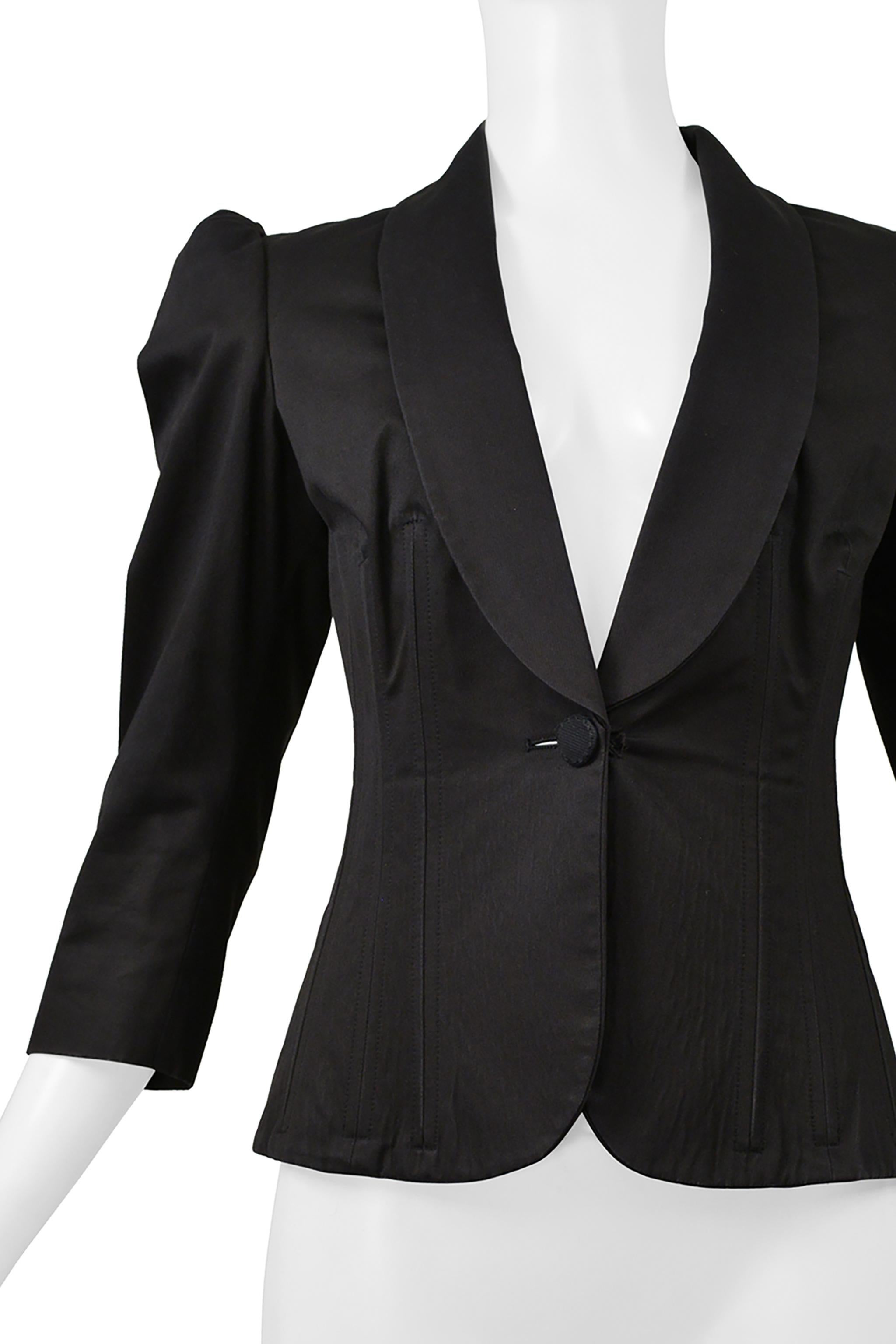 Alexander McQueen Black Fitted Cropped Jacket with Princess Sleeves 2006 1