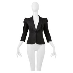 Alexander McQueen Black Fitted Cropped Jacket with Princess Sleeves 2006