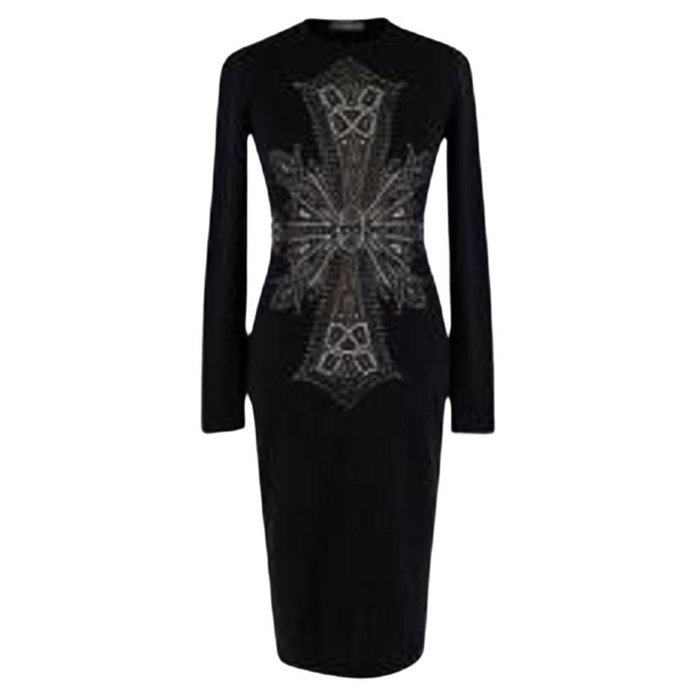 Alexander McQueen Black Fitted Knitted Dress For Sale