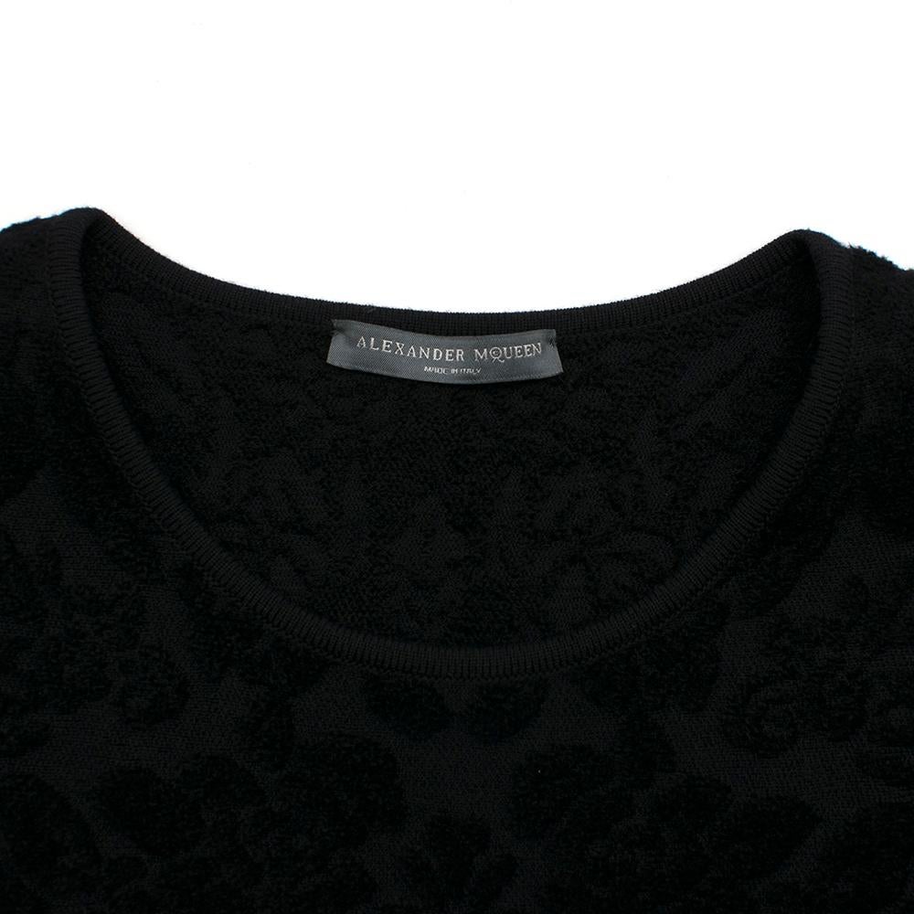 Alexander McQueen Black Flocked Velvet Dress SIZE S In Excellent Condition In London, GB