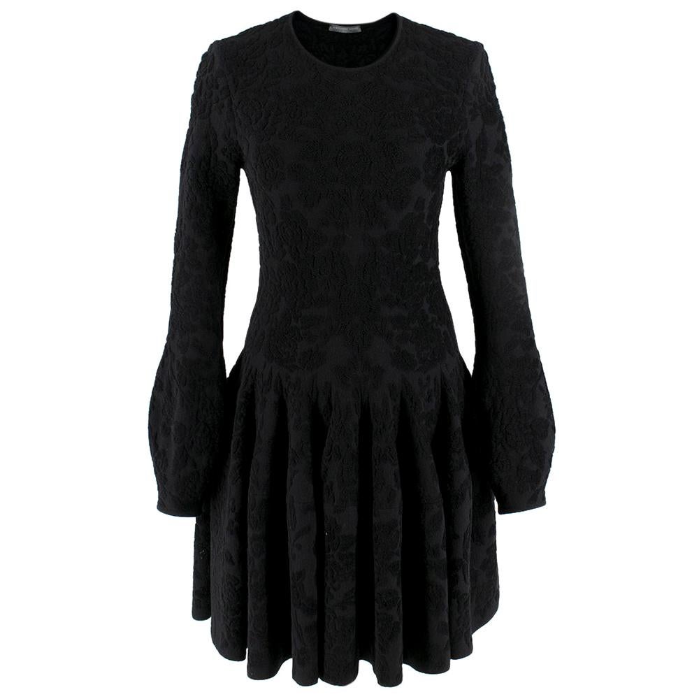 Alexander McQueen Black Flocked Velvet Dress SIZE S