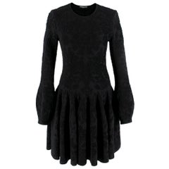 Alexander McQueen Black Flocked Velvet Dress SIZE S