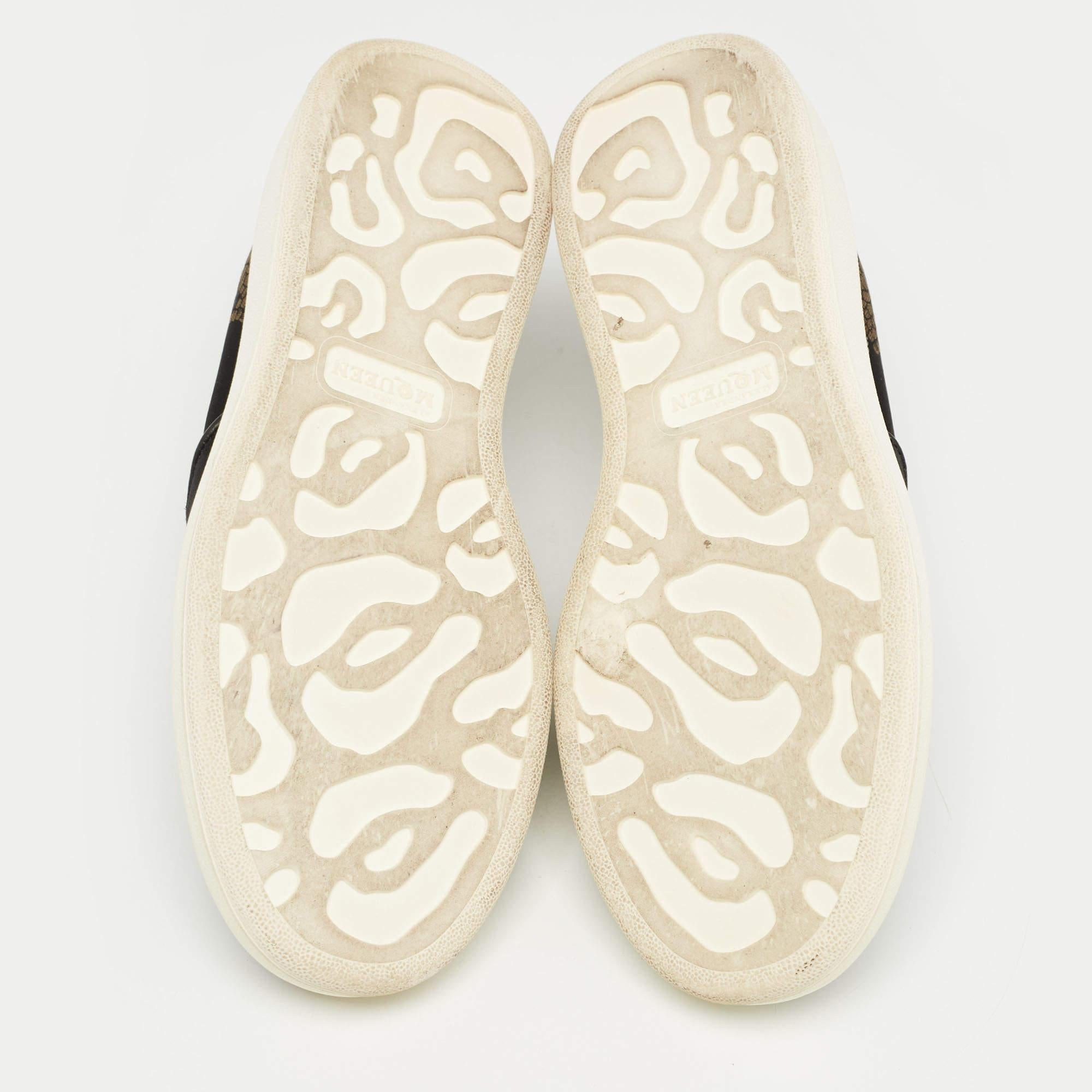 Alexander McQueen Black Floral Brocade Fabric Slip On Sneakers Size 40 1