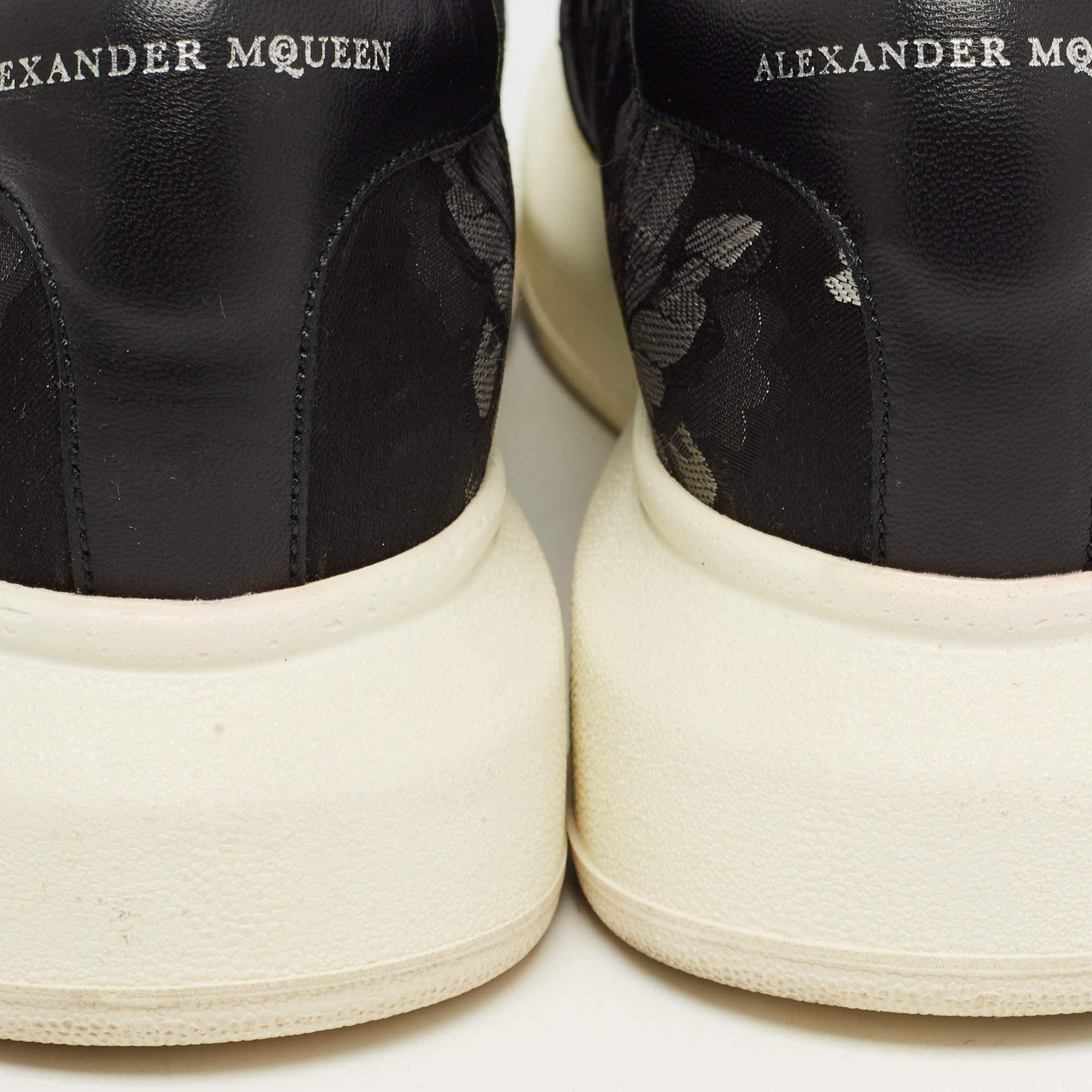Alexander McQueen Black Floral Brocade Fabric Slip On Sneakers Size 40 3