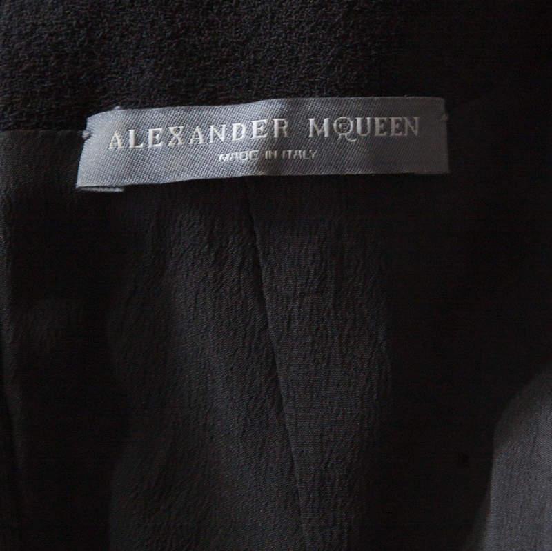 Alexander McQueen Black Floral Embellished Wool Top S For Sale 1