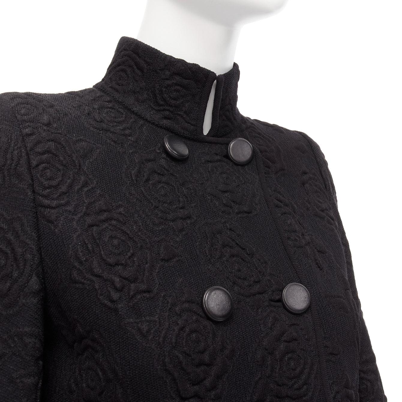 Alexander McQueen - Veste à manches évasées en jacquard floral noir à double boutonnage XS en vente 3