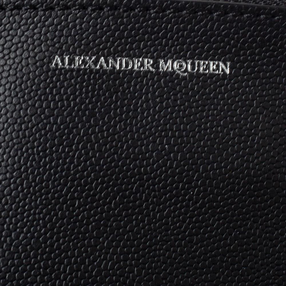 Alexander McQueen Black Floral Print Leather Shopper Tote 6