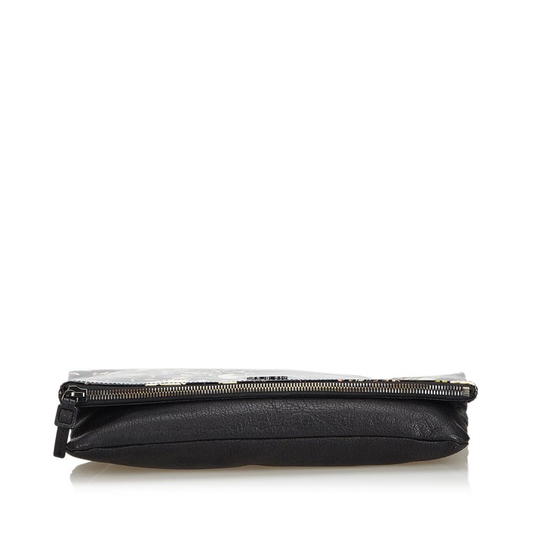 Alexander Mcqueen Black Floral Print Patent Leather Clutch Bag at 1stDibs