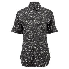 Alexander McQueen Black Floral Short Sleeve Shirt Size M