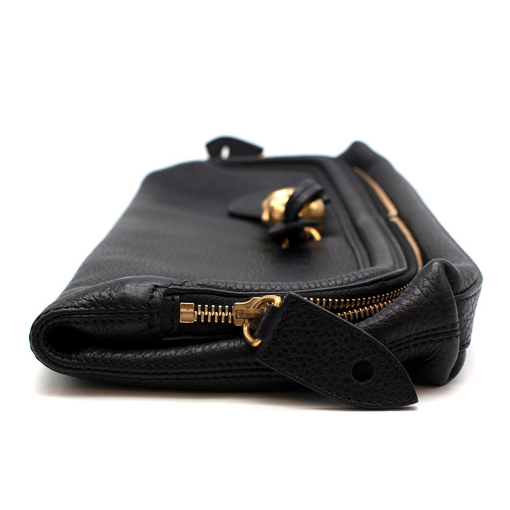 Alexander McQueen Black Foldover Skull Clutch Bag For Sale 1