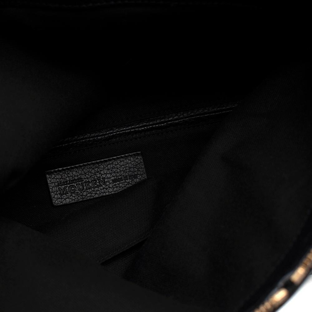 Alexander McQueen Black Foldover Skull Clutch Bag For Sale 3