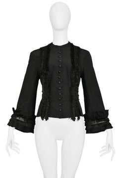Vintage Alexander McQueen Black Fringe Jacket, 2002