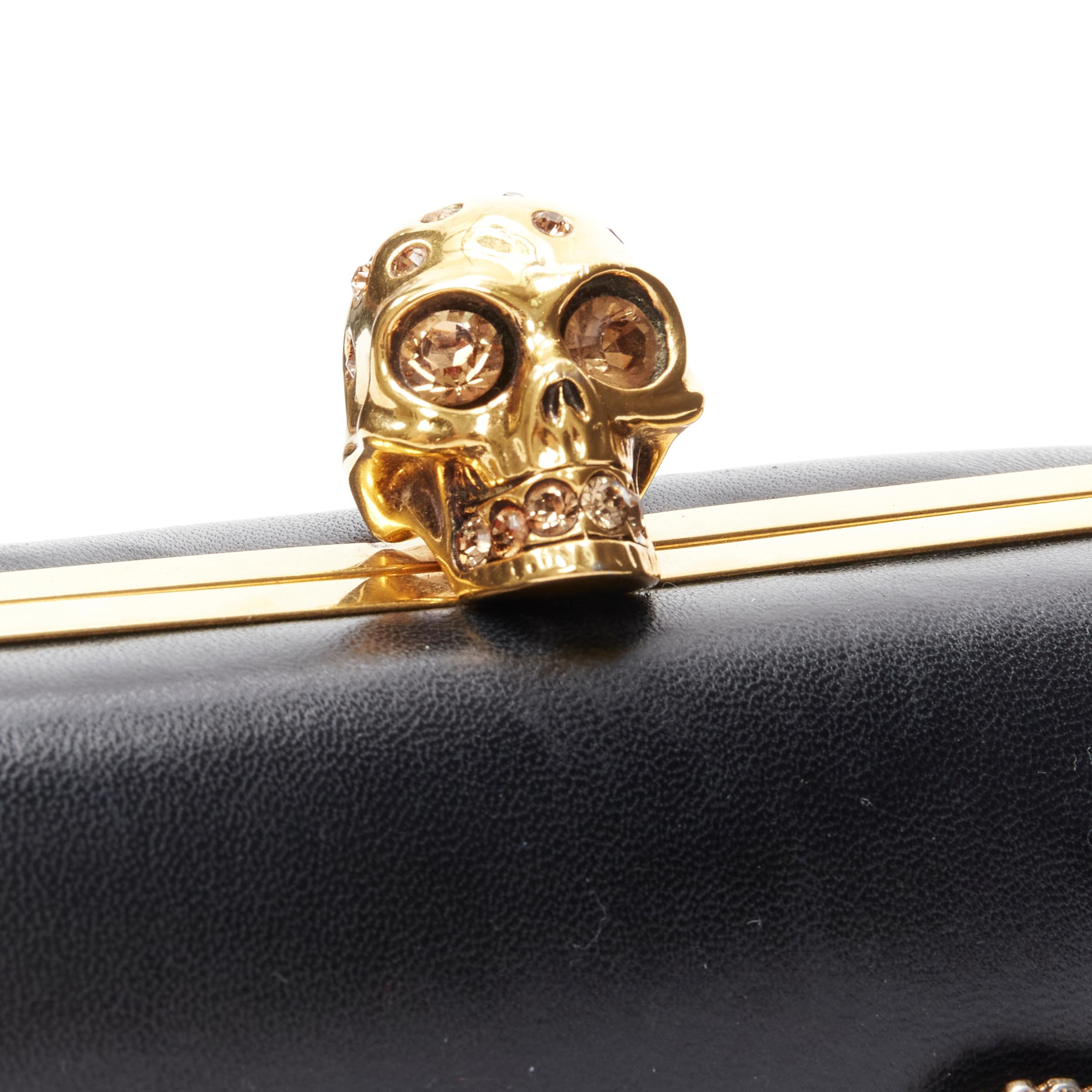Black ALEXANDER MCQUEEN black gold Baroque buckle crystal Skull box clutch bag