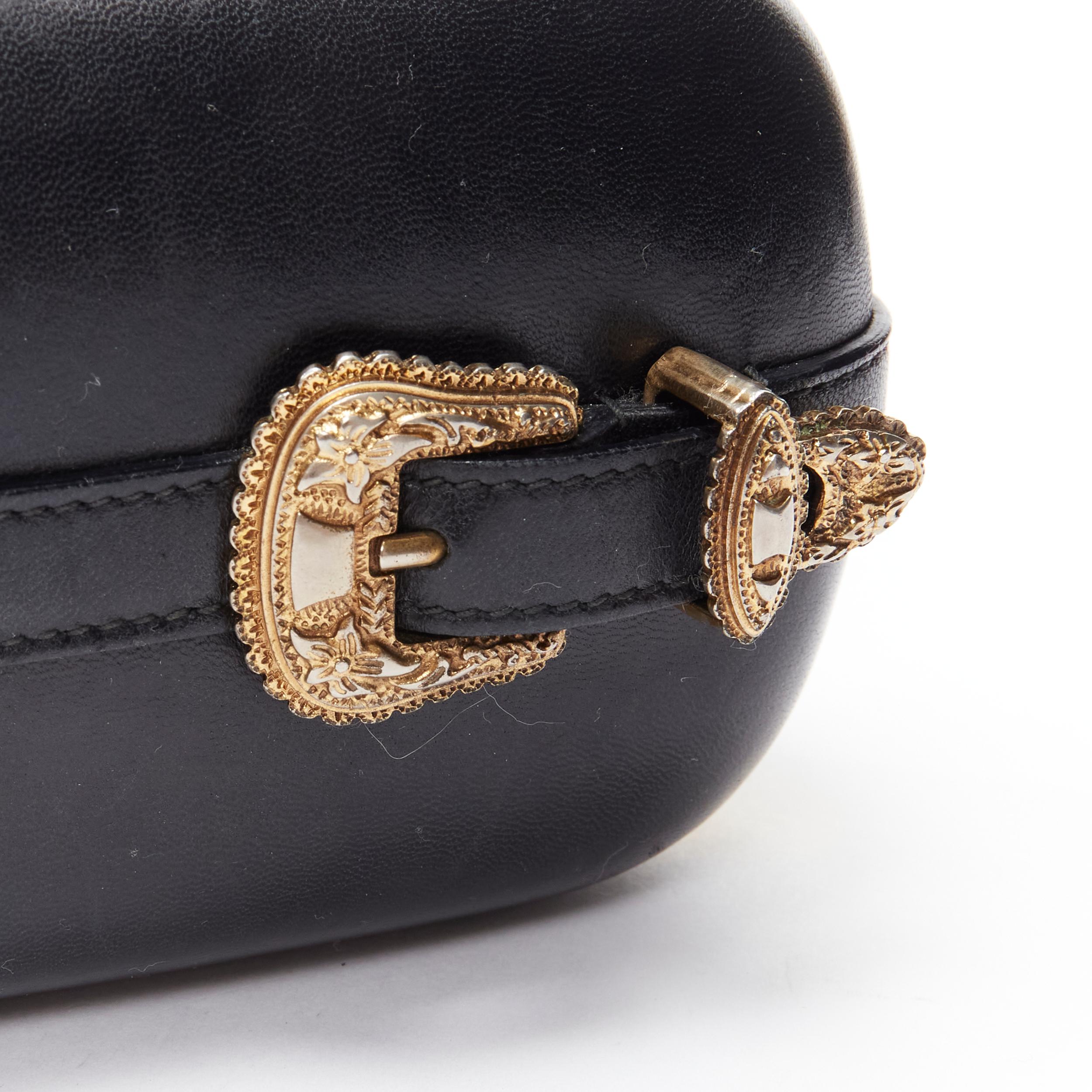Women's ALEXANDER MCQUEEN black gold Baroque buckle crystal Skull box clutch bag