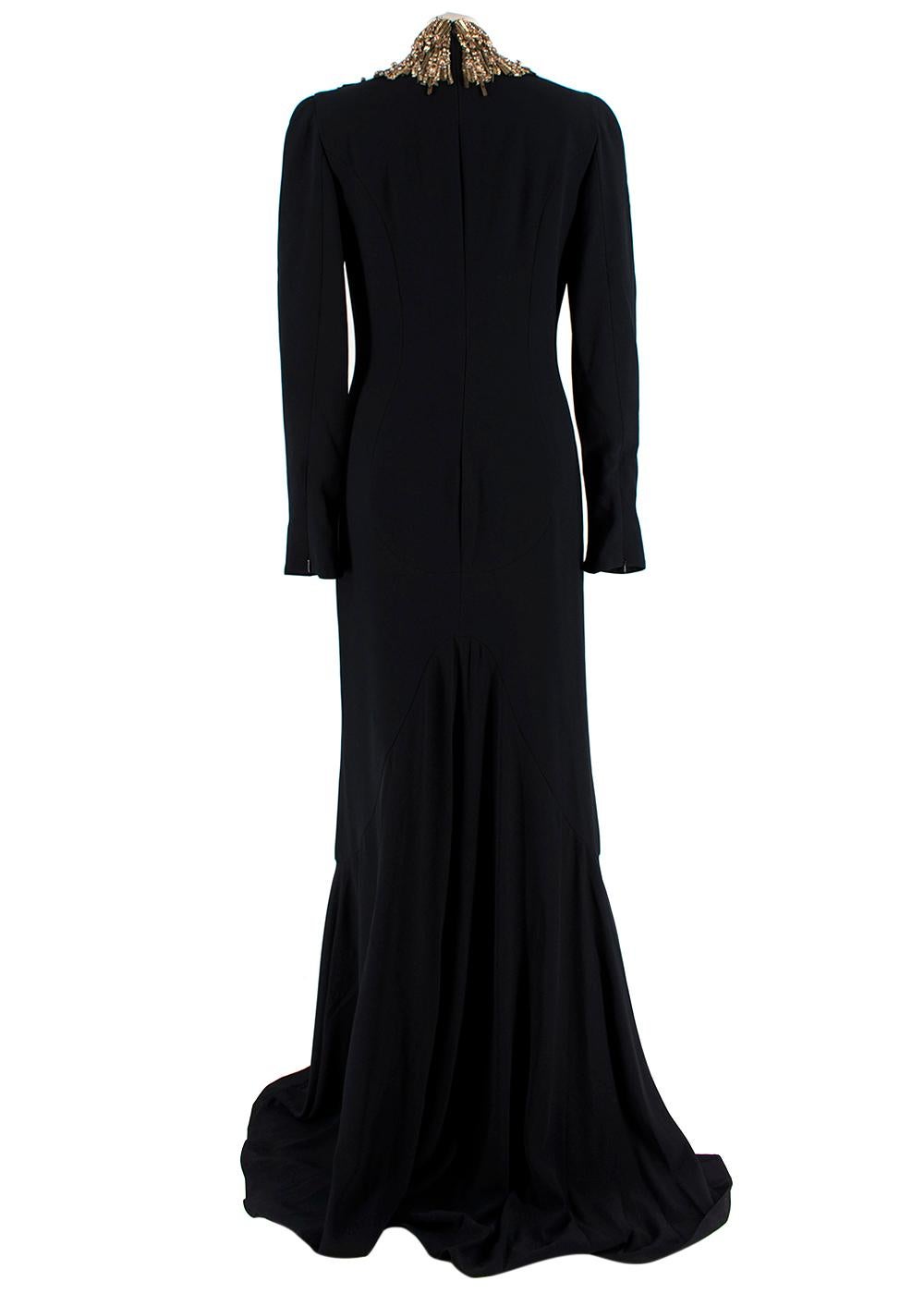 Alexander McQueen Schwarz Gold verschönert Kragen Cut-Out Kleid US6 im Zustand „Neu“ in London, GB