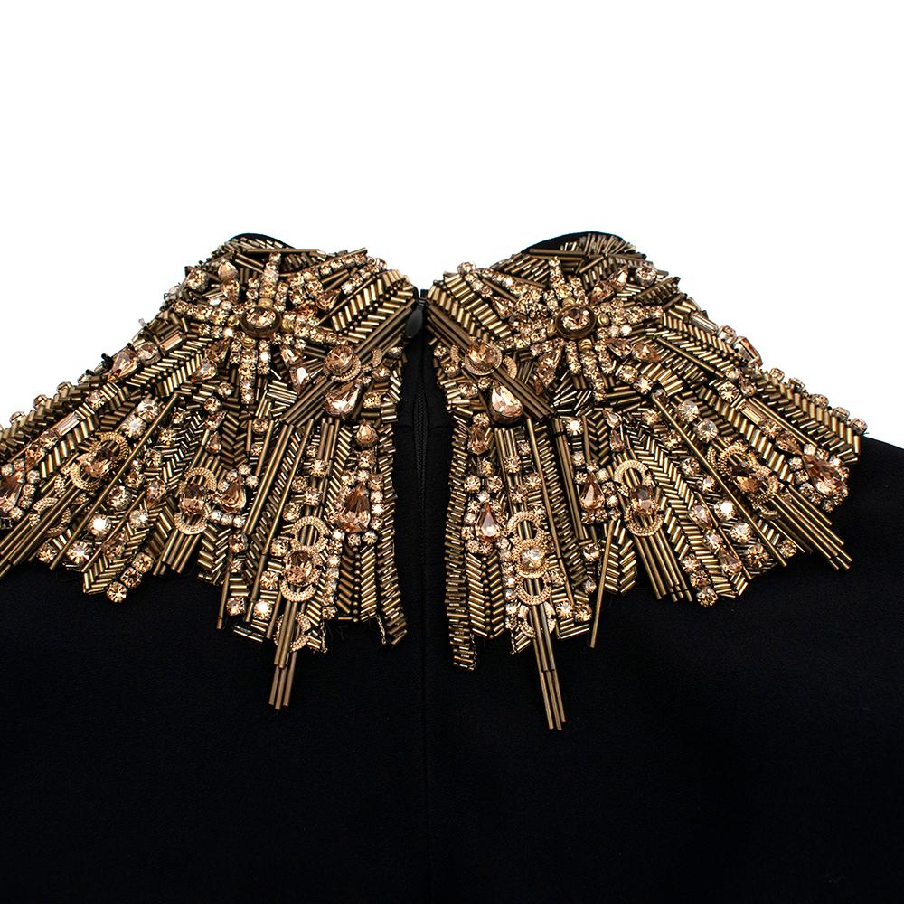 Alexander McQueen Schwarz Gold verschönert Kragen Cut-Out Kleid US6 2
