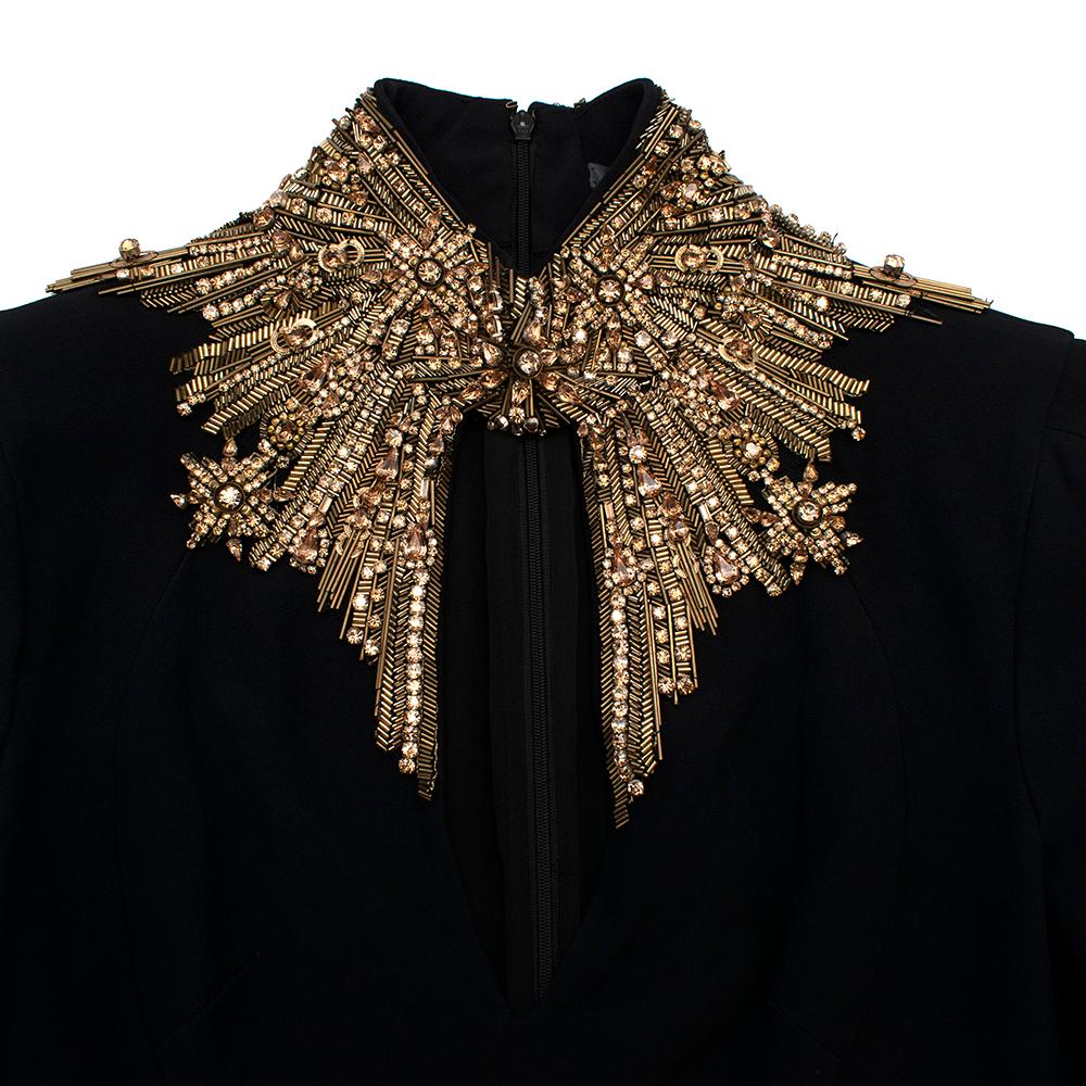 Alexander McQueen Schwarz Gold verschönert Kragen Cut-Out Kleid US6 3