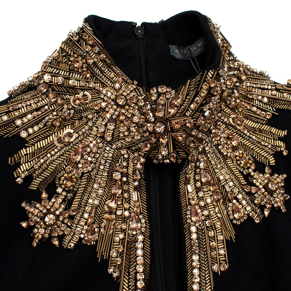 Alexander McQueen Schwarz Gold verschönert Kragen Cut-Out Kleid US6 4
