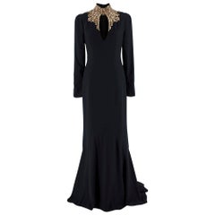 Alexander McQueen - Robe décolletée avec col or noir US6