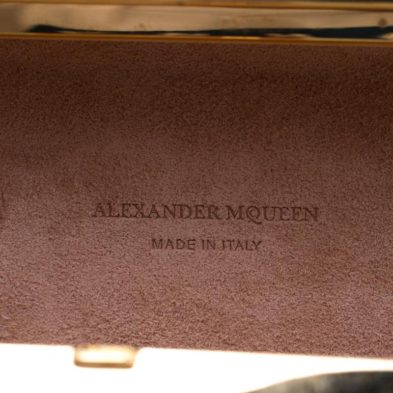 Alexander McQueen Black/Gold Ombre Glitters Skull Knuckle Clutch 1