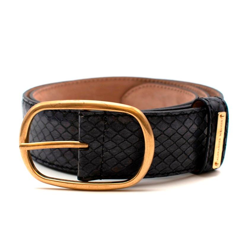 Alexander McQueen Black & Gold Snakeskin Textured Belt  In Excellent Condition In London, GB