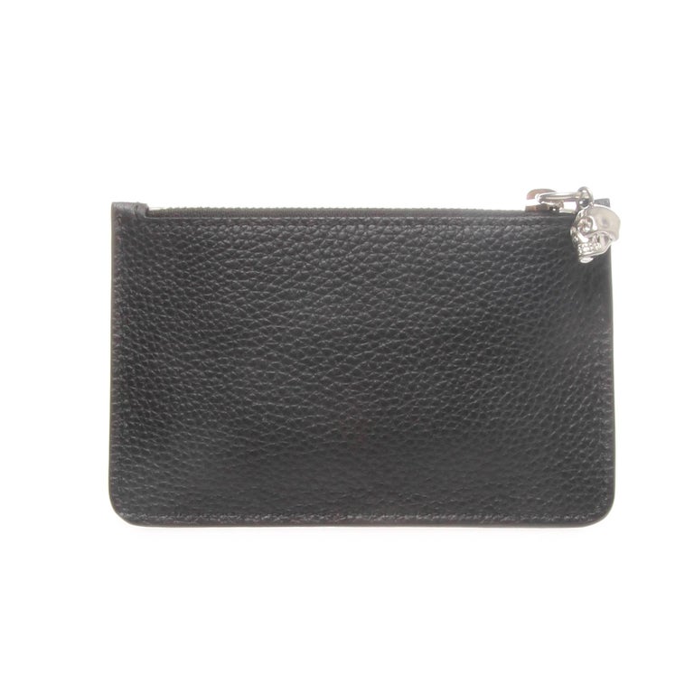 Alexander McQueen Black Grained Calfskin Key Holder Wallet For Sale at