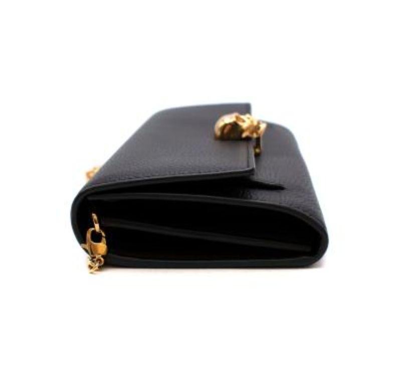 Alexander McQueen Black Grained Leather Continental Wallet on Chain For Sale 1