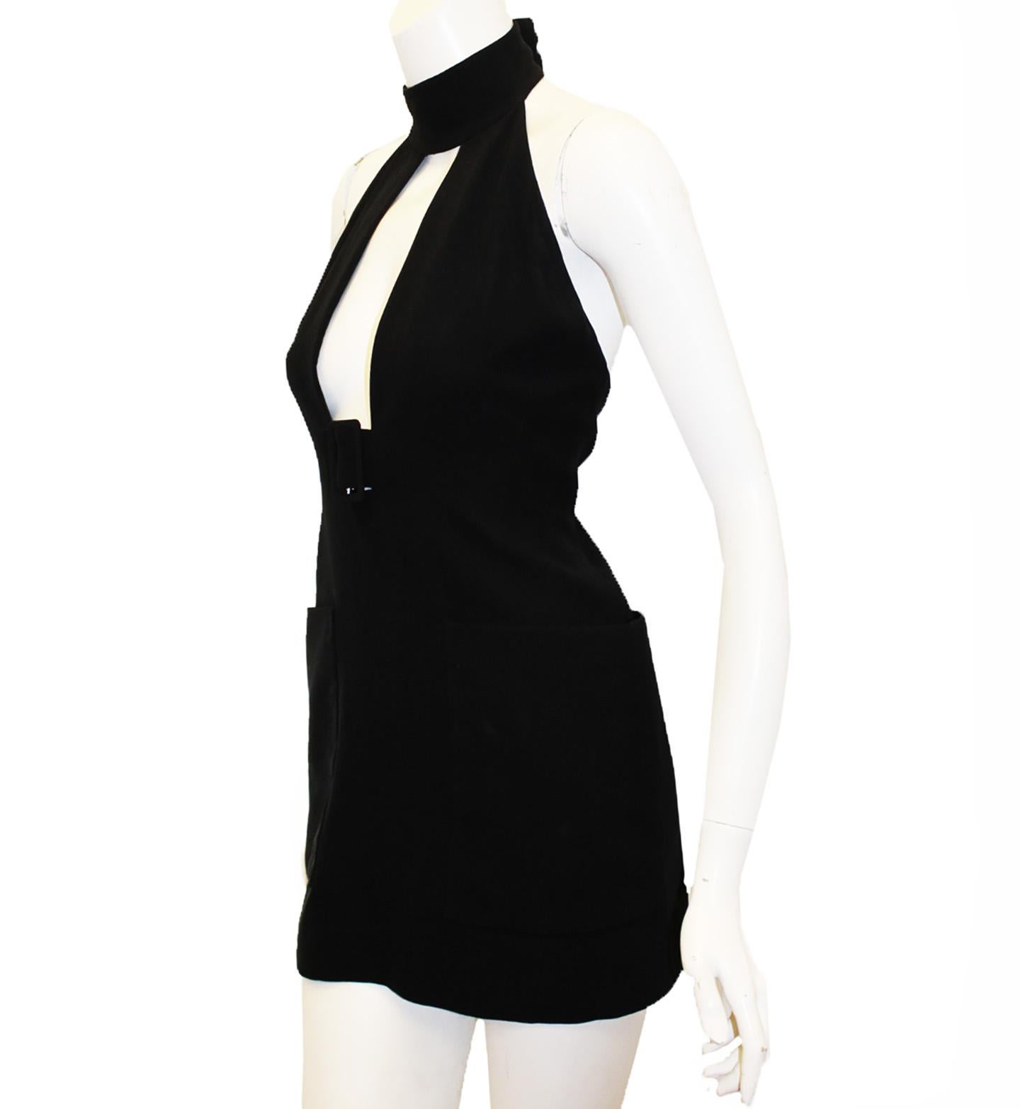 Women's Alexander McQueen Black Halter Mini Dress  44 EU For Sale