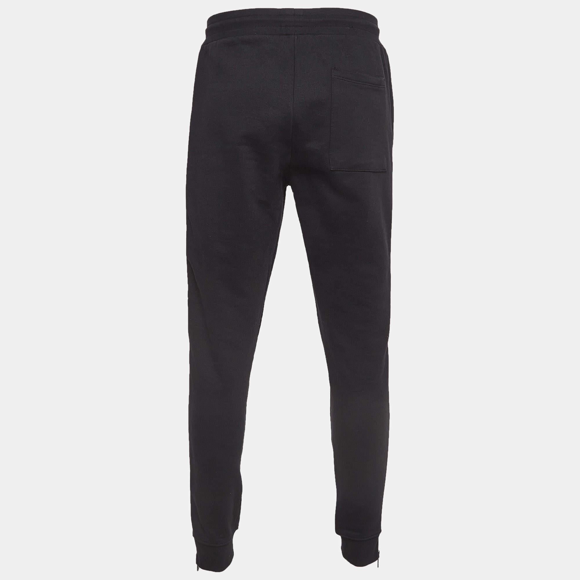 Alexander McQueen Black Heavy Knit Zipper Detail Joggers M In Excellent Condition For Sale In Dubai, Al Qouz 2